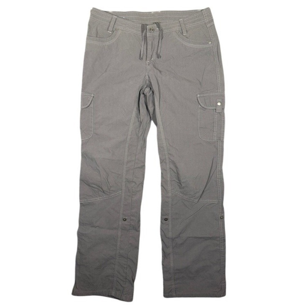 Kuhl Womens Grey Cargo Hiking Pants Size 12 Reg Straight Leg Articulated Knee